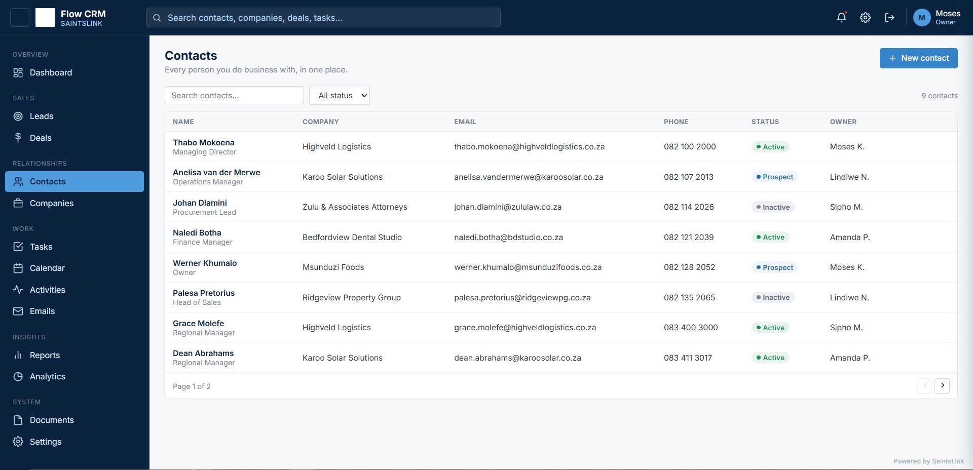 Customers screenshot
